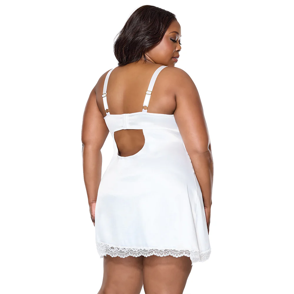 Coquette Ever After Asymmetrical Satin & Lace Chemise - Curvy - Image 8