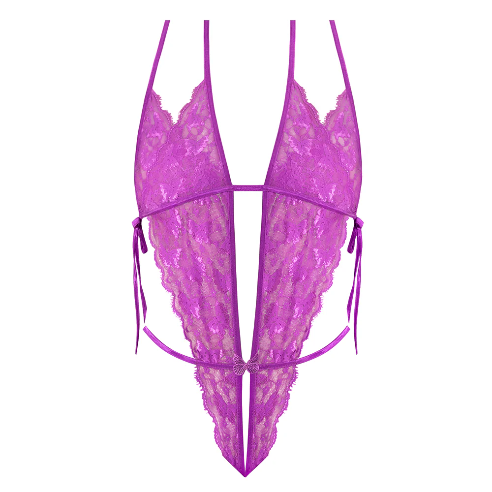 Exposed Butterfly Fantasies UV Lace Peek-A-Boo Crotchless Teddy - Image 5
