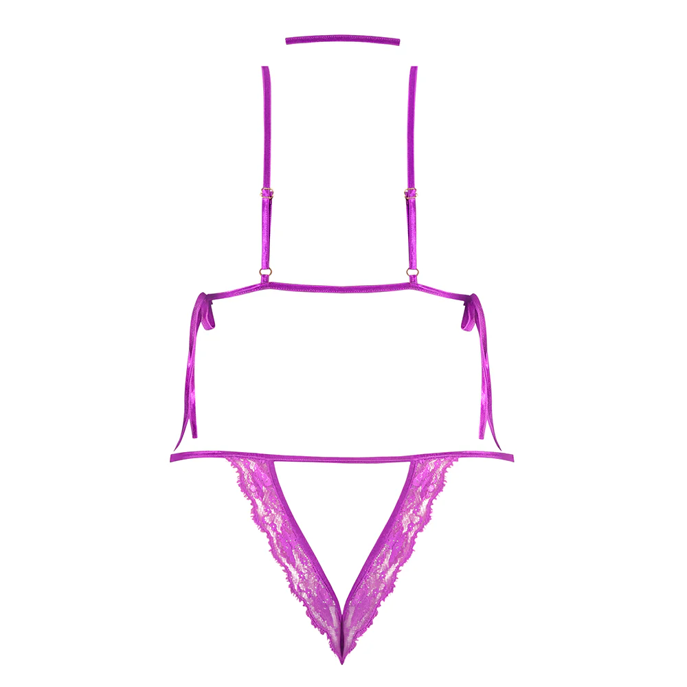 Exposed Butterfly Fantasies UV Lace Peek-A-Boo Crotchless Teddy - Image 6