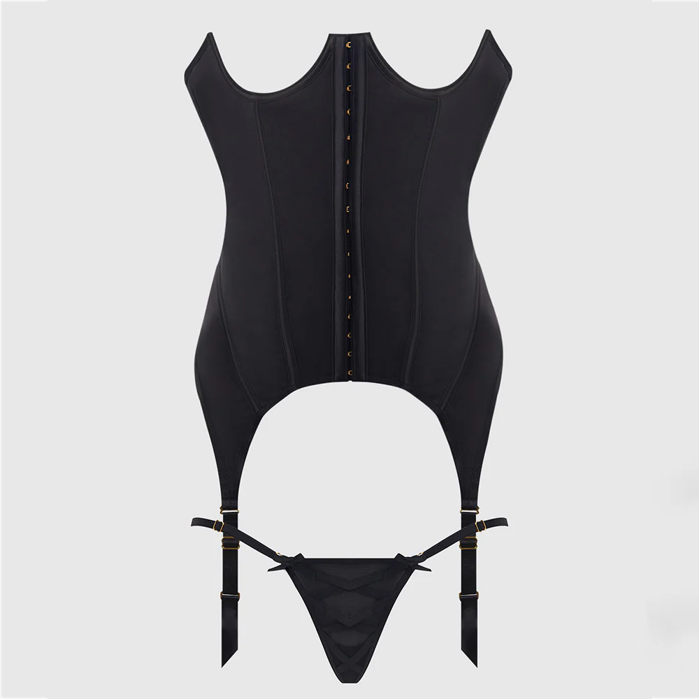 House of Desire Brigeta Cupless Gartered Corset Bustier & Thong - Image 4
