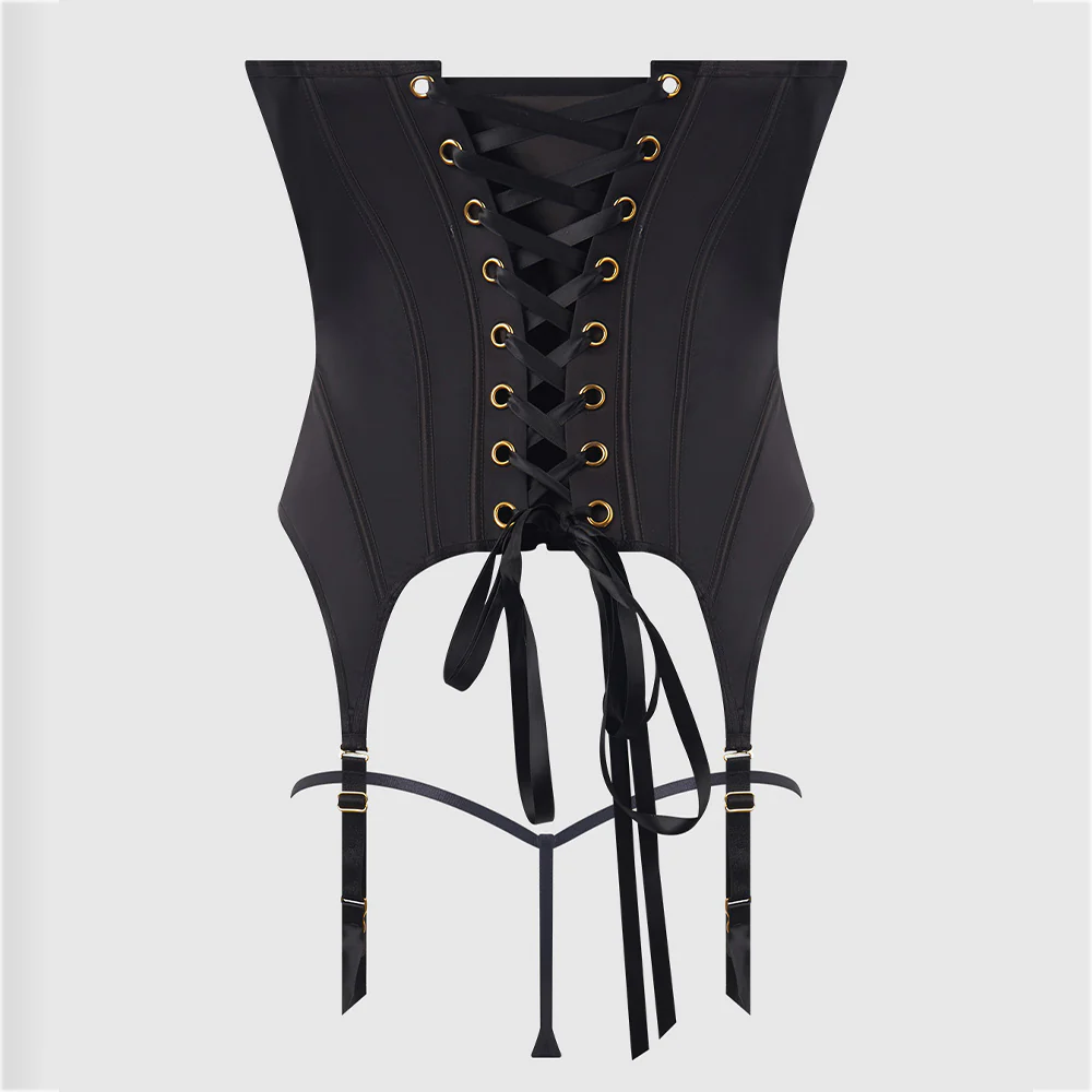 House of Desire Brigeta Cupless Gartered Corset Bustier & Thong - Image 5