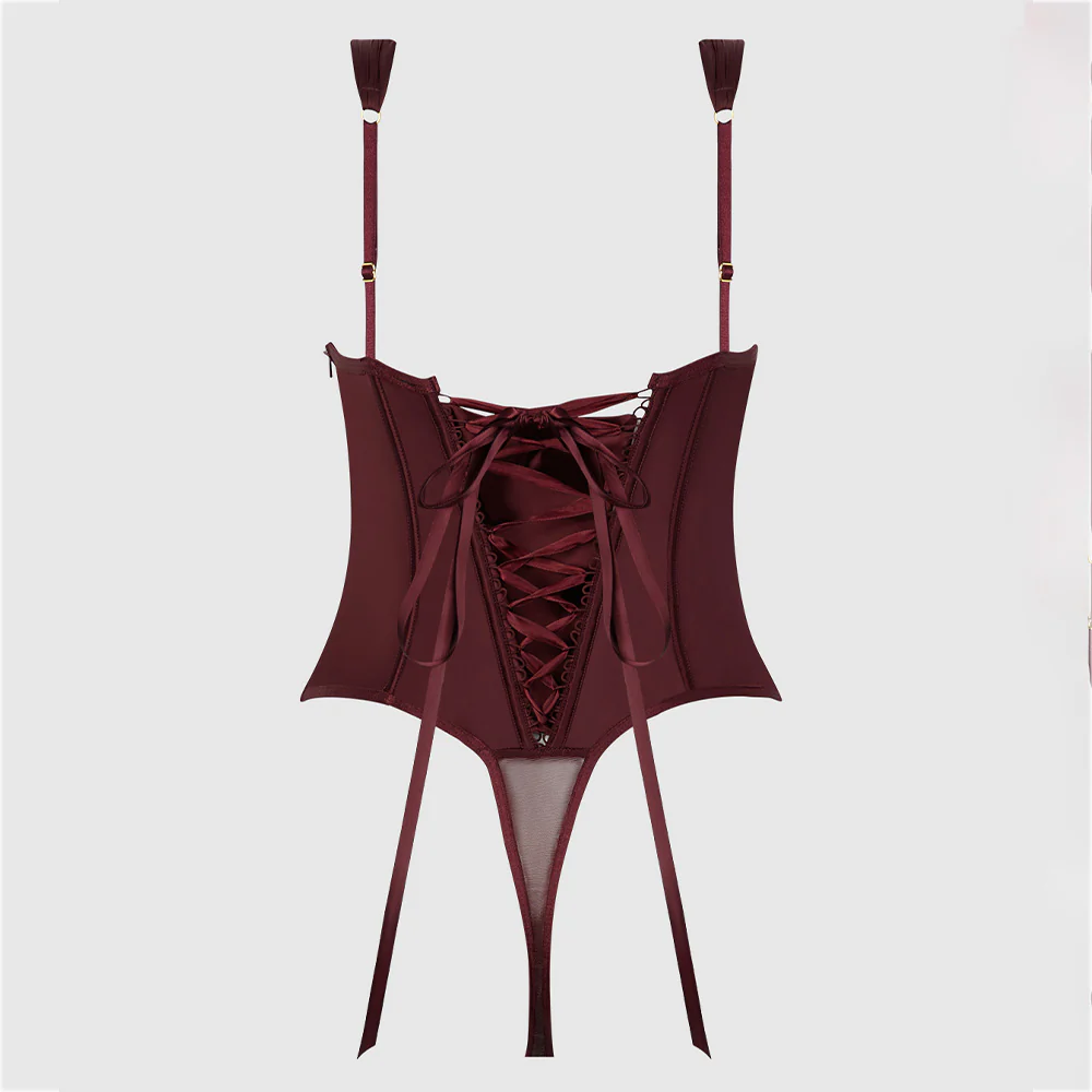 House of Desire Brigeta Satin Push-Up Gartered Corset Teddy - Image 7