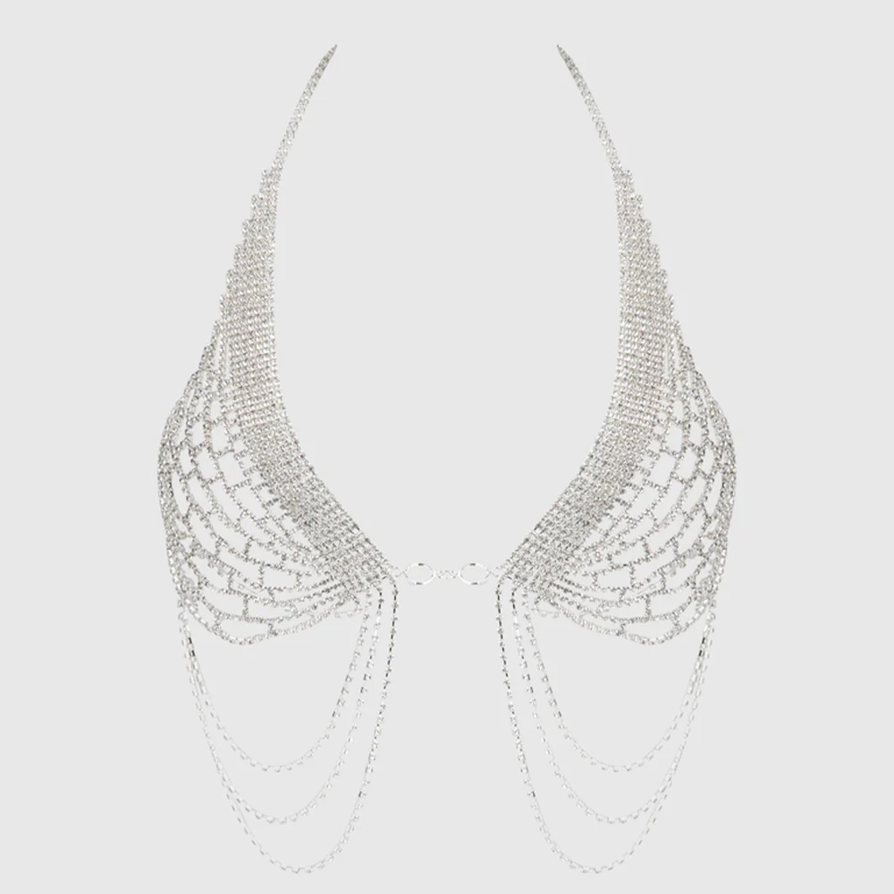 House of Desire Rhinestone Net Front-Clasp Halter Bralette - Image 6