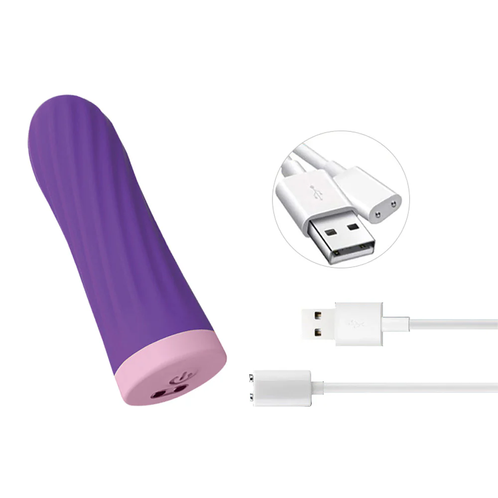 Leto Purr Ribbed Silicone Vibrating Bullet - Image 3