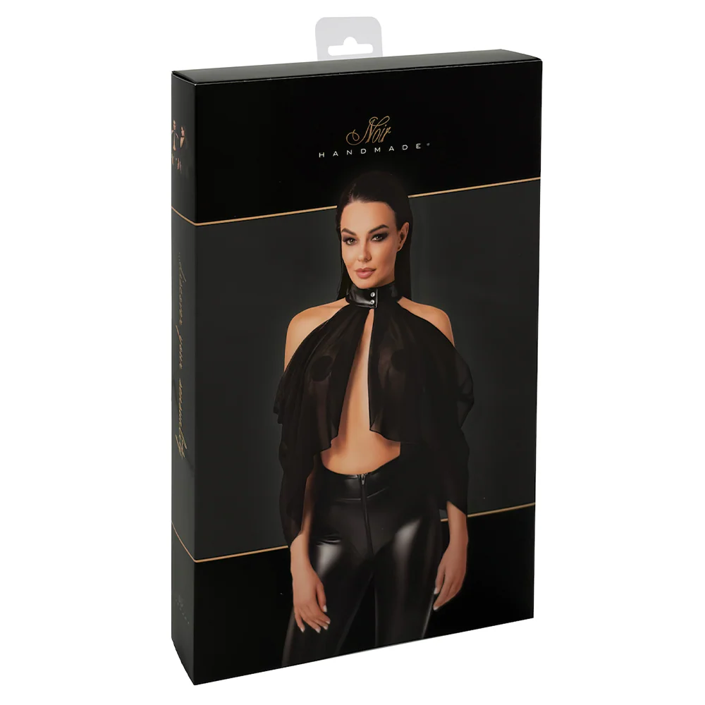 Noir Handmade Opium Sheer Mesh Collared Multi-Way Bolero Top - Image 7