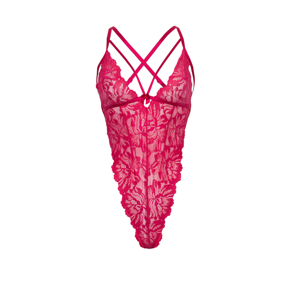 Oh La La Cheri Luciana Strappy Lace High-Cut Thong Teddy - Image 6