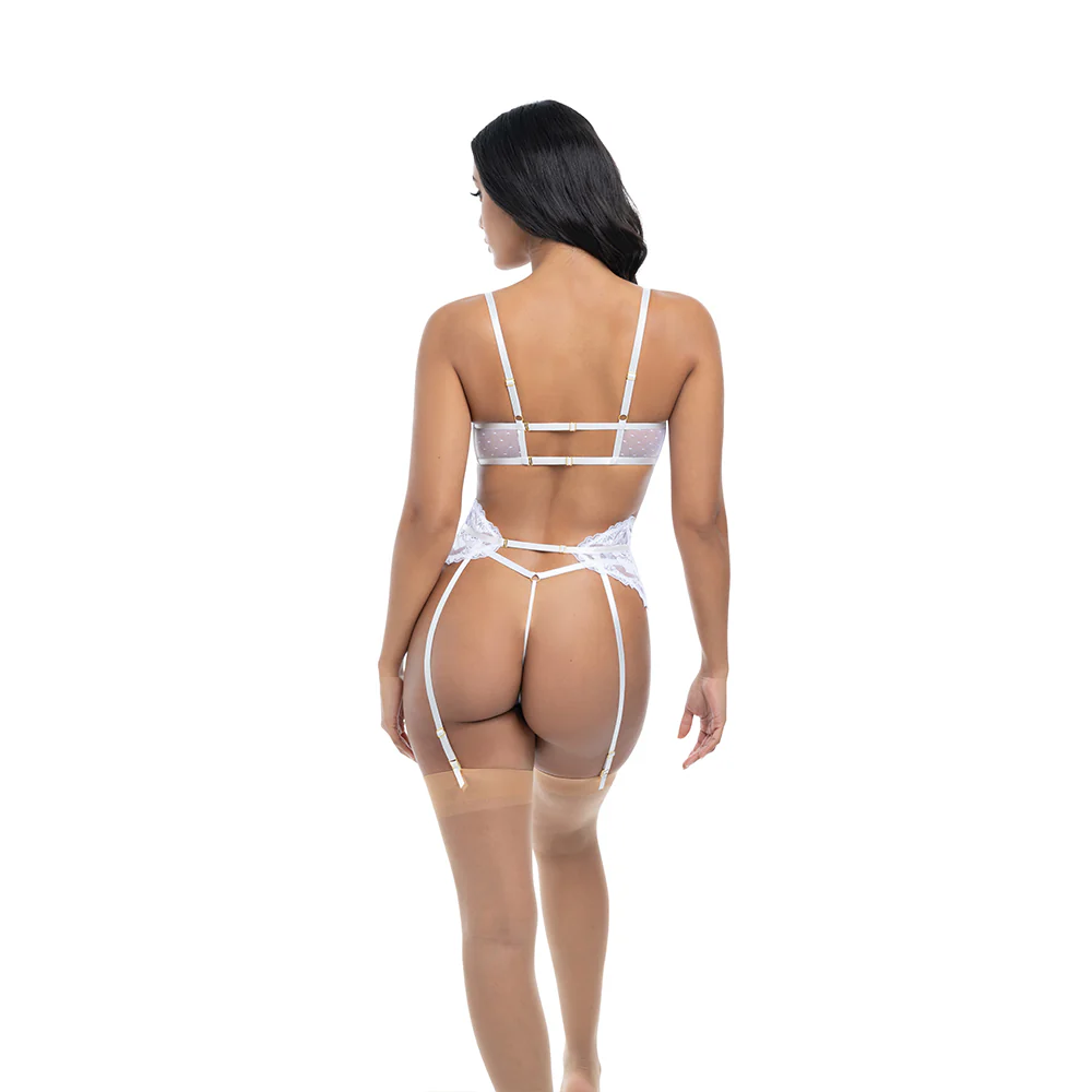 Oh La La Cheri Portia Sheer Lace Bra, Garter Belt & Thong Lingerie Set - Image 4