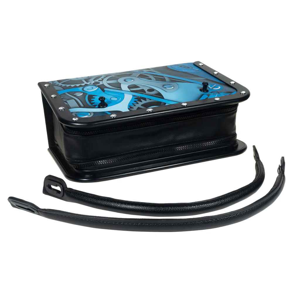 Portable Thrusting Handbag Sex Machine - Blue Gear Print - Image 8
