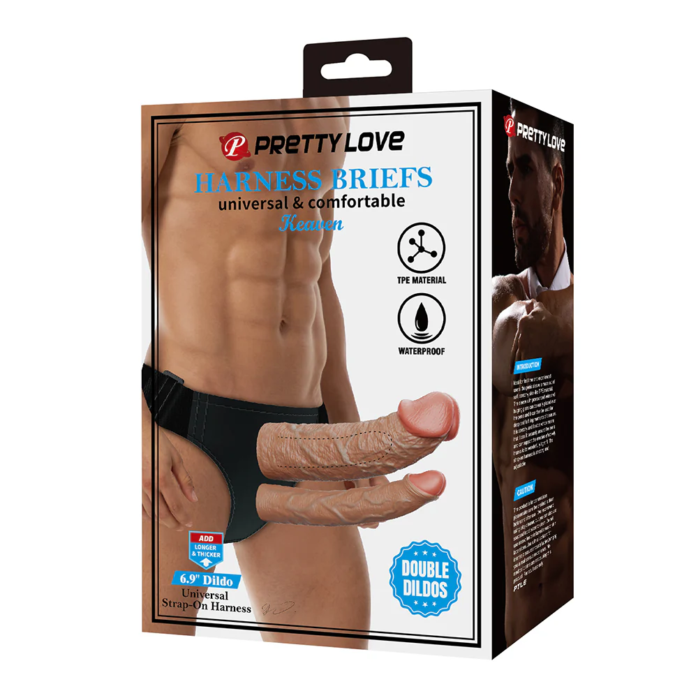 Pretty Love Keaven Realistic DP Hollow Dildo Strap-On Harness Briefs - Image 7