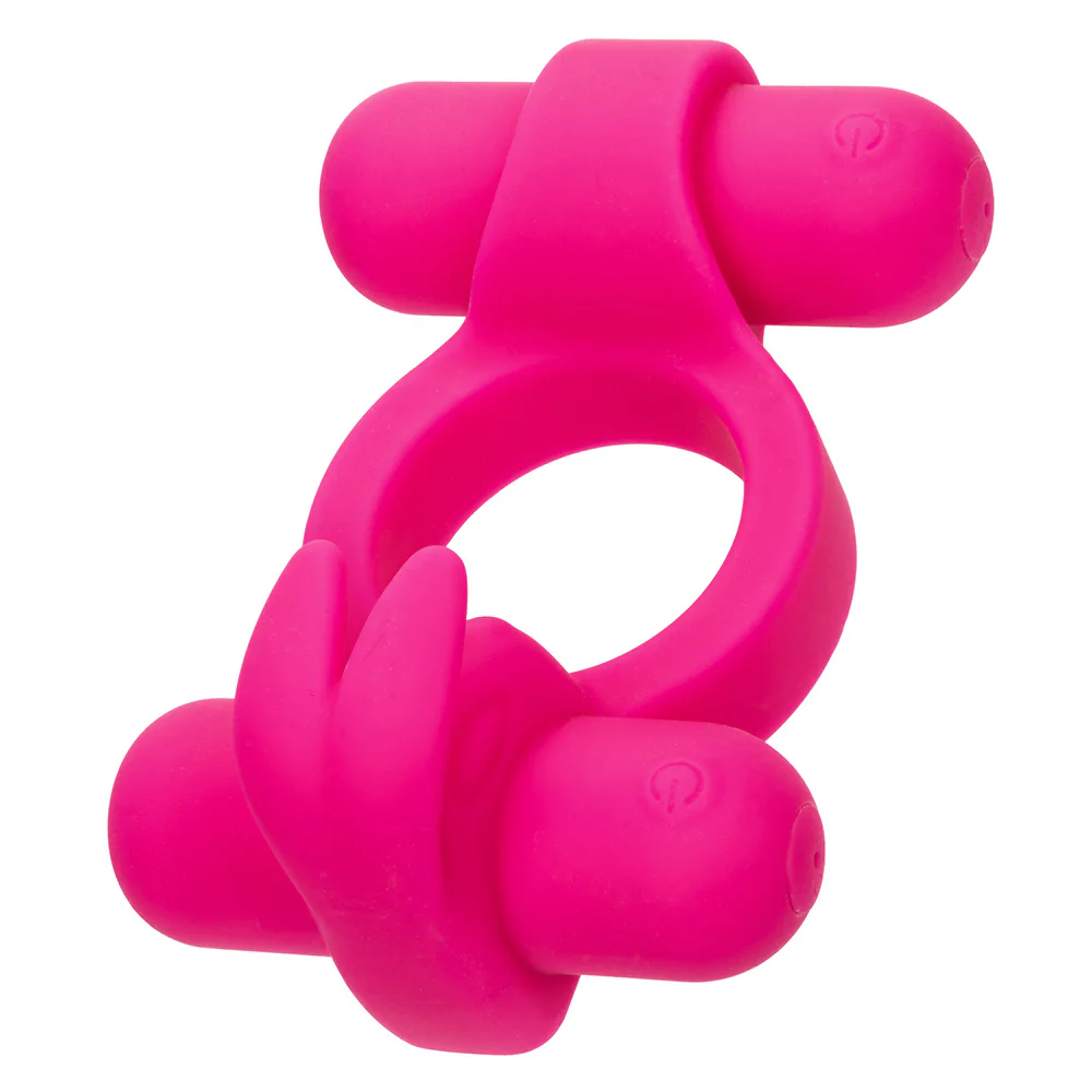 Rockin' Rabbit Rechargeable Vibrating Double-Ended Silicone Cock Ring - Image 3