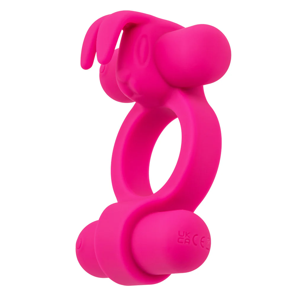 Rockin' Rabbit Rechargeable Vibrating Double-Ended Silicone Cock Ring - Image 4
