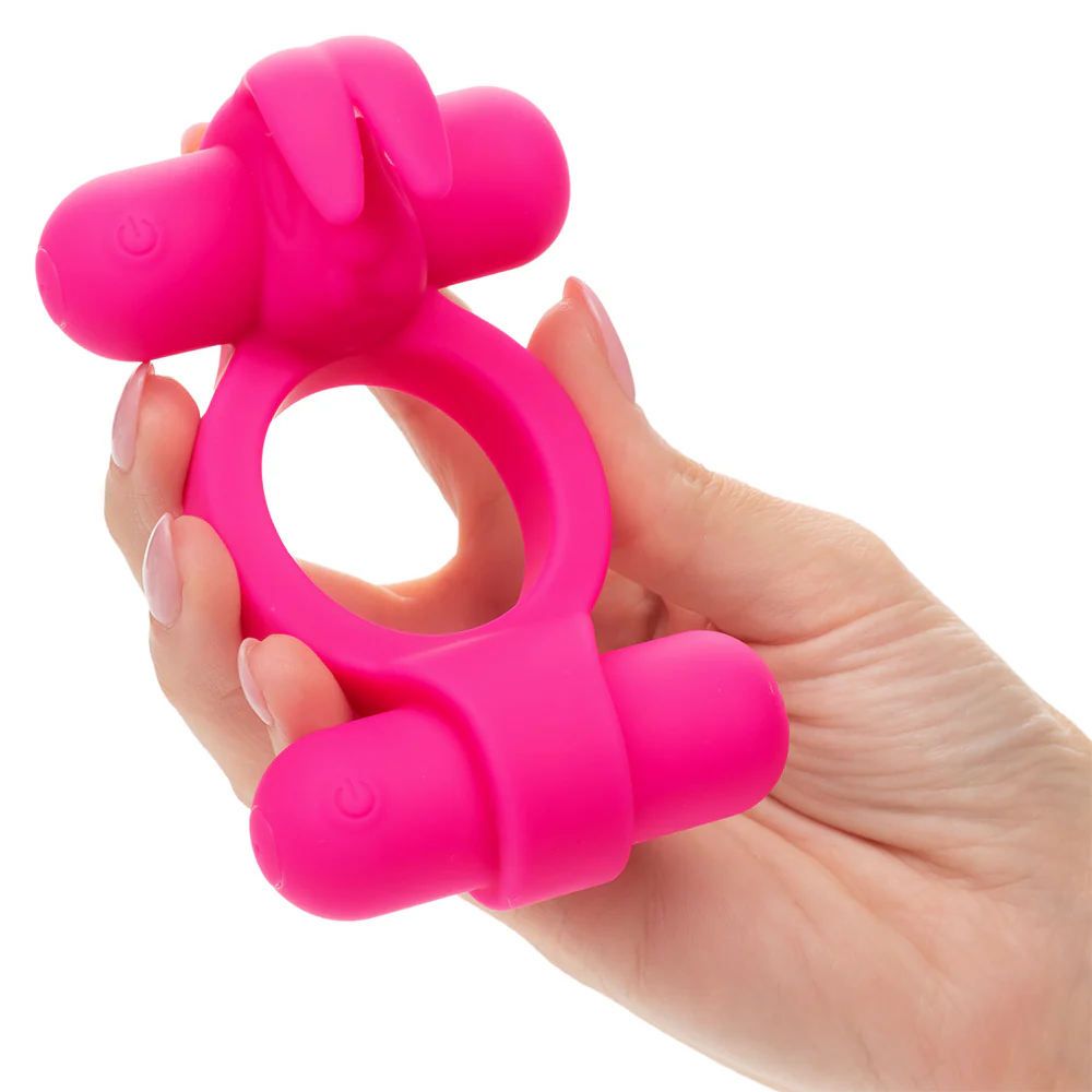 Rockin' Rabbit Rechargeable Vibrating Double-Ended Silicone Cock Ring - Image 5