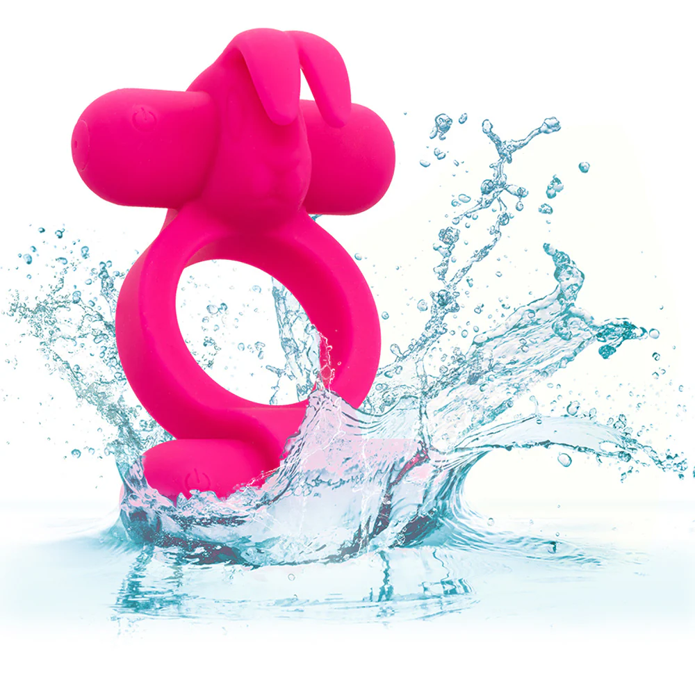 Rockin' Rabbit Rechargeable Vibrating Double-Ended Silicone Cock Ring - Image 7