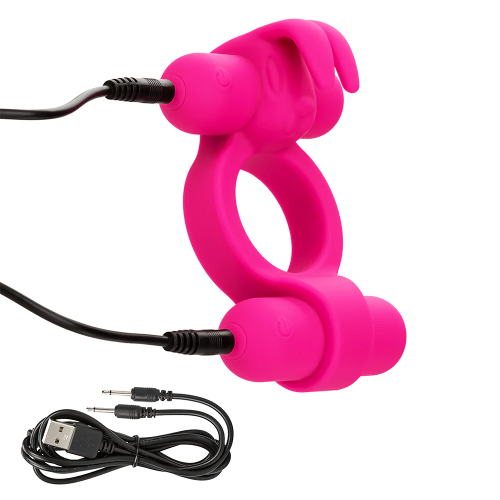 Rockin' Rabbit Rechargeable Vibrating Double-Ended Silicone Cock Ring - Image 8