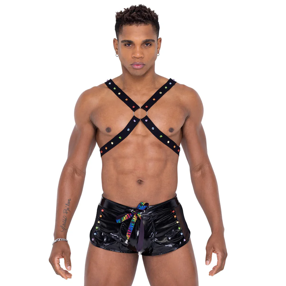 Roma Rainbow Stud Cross Chest Pride Harness - Image 6
