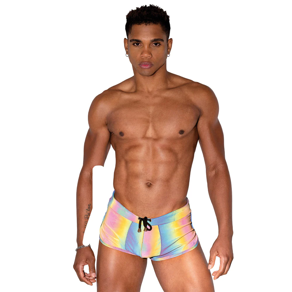 Roma Reflective Rainbow Drawstring Running Shorts - Image 3
