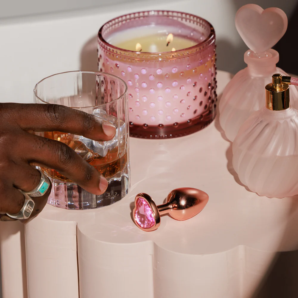 Sexyland Charm Rose Gold Metal Butt Plug With Heart Gem - Small - Image 3