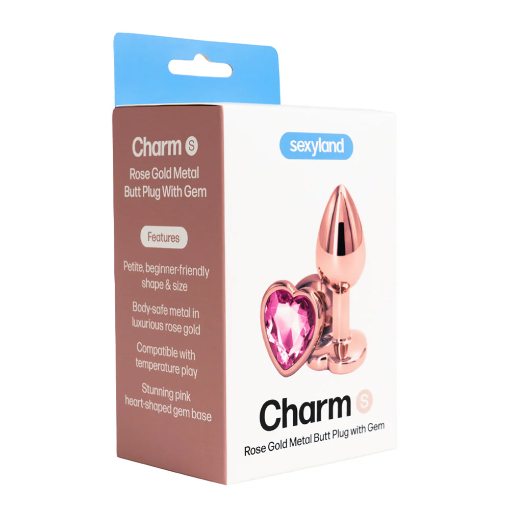 Sexyland Charm Rose Gold Metal Butt Plug With Heart Gem - Small - Image 8